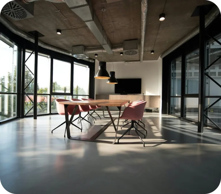 Modern meeting room at In Centar coworking space in Belgrade, Serbia